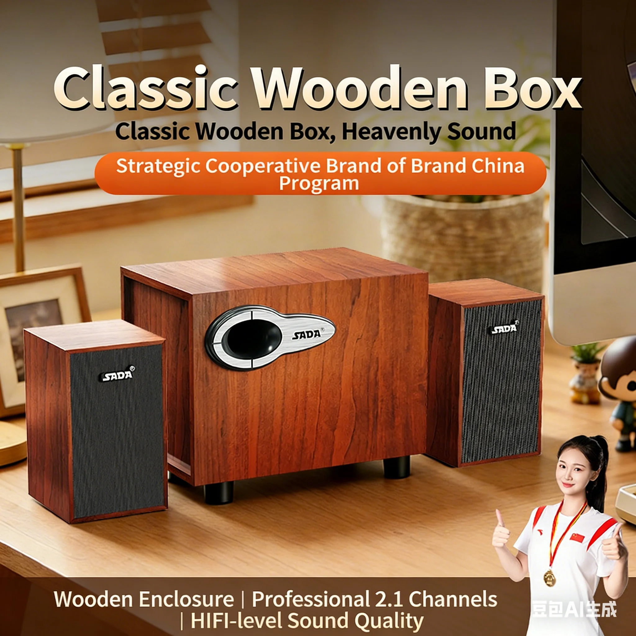 나무 재질 2.1채널 데스크탑 스피커, 4인치 서브우퍼 - Gaming Speaker 2.1 리뷰 및 가격
