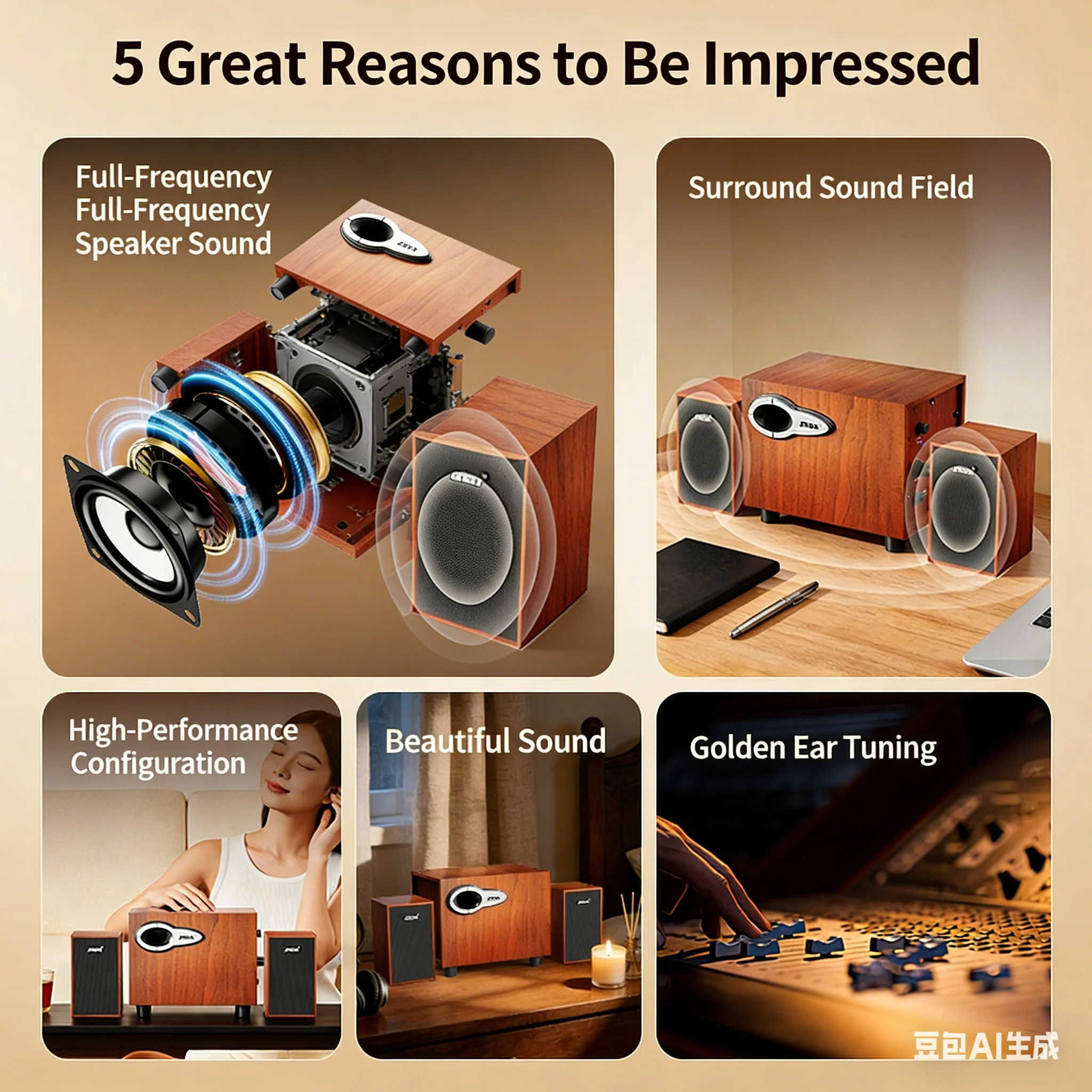 나무 재질 2.1채널 데스크탑 스피커, 4인치 서브우퍼 - Gaming Speaker 2.1 리뷰 및 가격