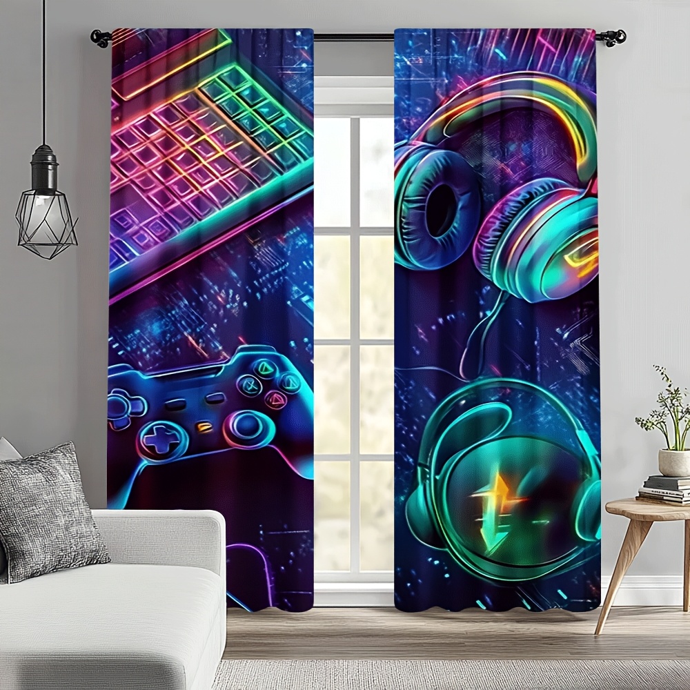 네온 키보드와 게이밍 헤드셋이 있는 게이머 커튼, 게임 - Esports Gaming Youtube 리뷰 및 가격