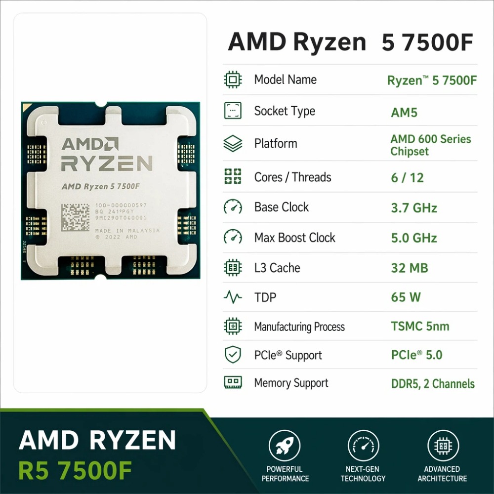 게이밍 CPU AMD 라이젠 5 7500F 6코어 12 - Esports Gaming Brands 리뷰 및 가격