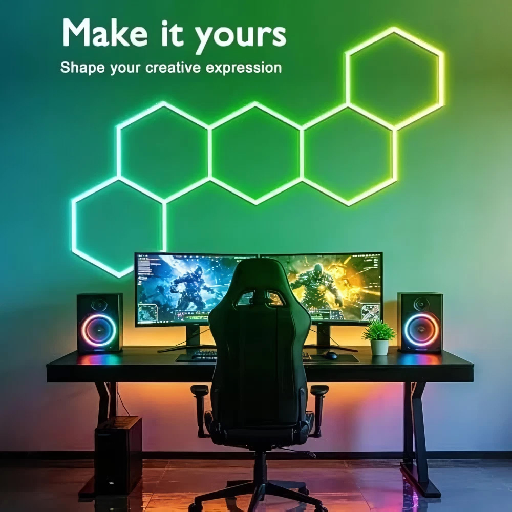 RGB 육각형 허니콤 튜브 LED 천장 조명 85-26 - Esports Gaming Youtube 리뷰 및 가격