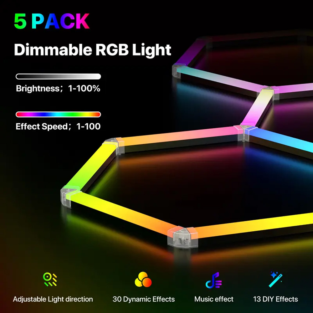 스마트 허니콤 육각형 RGB 조명 110V-240V 멀 - Esports Gaming Youtube 리뷰 및 가격