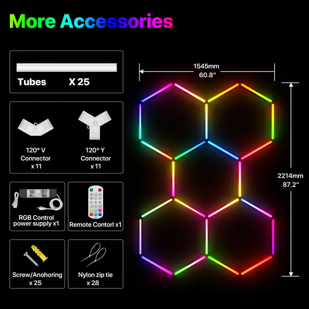 스마트 허니콤 육각형 RGB 조명 110V-240V 멀 - Esports Gaming Youtube 리뷰 및 가격